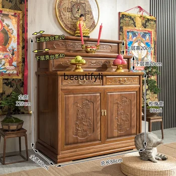 3-Vrstvová Oltár Buddha Svätyne Domácich Masívneho Dreva Kadidlo Dlhú Úzku Stôl Uprostred Haly Boh Bohatstva Kabinetu Uctievanie Oltár