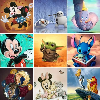 Disney Diamond Maľovanie Cartoon Lilo Steh Mickey Mouse Diamond Výšivky DIY Kamienkami Obrázok detského Domova Darček