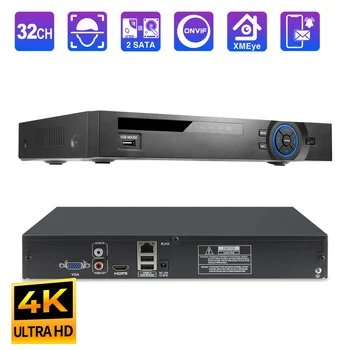 Techage UHD H. 265 32CH POE NVR Sieťový Rekordér 4K8MP 5MP Fotoaparát Tvár Zistiť CCTV Video Bezpečnostný monitorovací Systém P2P Max 28T