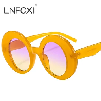 LNFCXI 2023 Nové Nadrozmerné Ženy Oválne Orange Farebné slnečné Okuliare Retro Gradient Punk Mužov Slnečné Okuliare