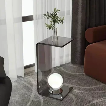 Svetlo luxusné akryl gauč strane malé tabuľka jednoduché obývacej izbe čaj stôl Nordic spálňa transparentné rohu tabuľky mesa centro de