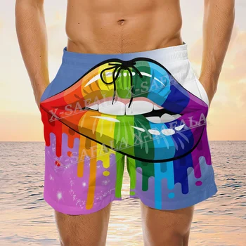 Lesbické Rainbow Pery Hrdý Plávanie Šortky Homosex Letné Prímorské Gay Pláže Šortky pánske Kúpacie Šortky Pol Nohavice, krátke nohavice-2