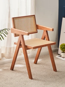 Prispôsobený masívneho dreva jedálenské stoličky, Nordic Japonský malé jednotky dub ratan tkané voľný čas v rodine operadlo stoličky, Digal armchai