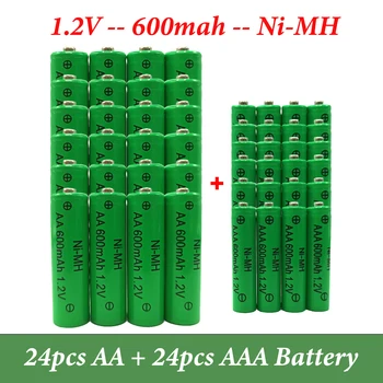 1-24pcs 1.2 V AAA Batérie 600mAh NI-MH Dobíjacie AA Batérií pre Toy Kamery, Herné Konzoly Baterka MP3/MP4 Elektrický Holiaci strojček