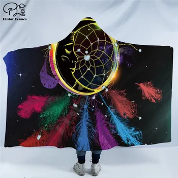 Galaxy vzor s Kapucňou Deka Dospelých farebné dieťa Sherpa Fleece Nositeľné Deka Mikrovlákno posteľná bielizeň štýl-4