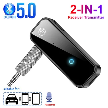 2 in1 Bluetooth Prijímač Vysielač 5.0 Bluetooth Adaptér Hansfree Hovor 3.5 mm AUX Jack Bezdrôtový Stereo Audio Adaptér Pre Auto