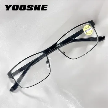 YOOSKE Nehrdzavejúcej Ocele Business Čítanie Okuliare pre Mužov Reader Presbyopic optické Okuliare Pánske +1.0 1.5 2.0 2.5 3 3.5 4.0