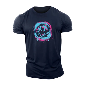 3D Tlač Twisted Smejka - Telocvični T-Shirt Kvalitné Bavlnené pánske Krátke Rukáv Top Svalová Mužov Tvrdý Chlap T-Shirt