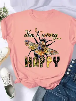 Krásne 90. rokov Bee Písmeno T Oblečenie Oblečenie Grafické Tričko Dámske Módne Žena Bežné Krátky Rukáv Ženy Tlačiť T-shirts
