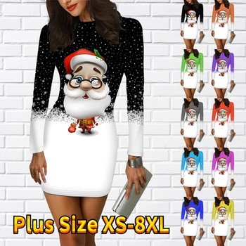 Móda Tesný Sukne Nový Dizajn Tlačených Sukne Bežné Slim-fit Sukne Jeseň Zima Ženy okolo Krku Šaty Vianočné MIDI Sukne