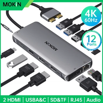 MOKiN 12 - V-1, USB, C Adaptéry PD100W Adaptér Pre MacBook Pro Air Mac Počítače, PC Príslušenstvo USB3.0 RJ45 SD/TF 4K HDMI USB HUB