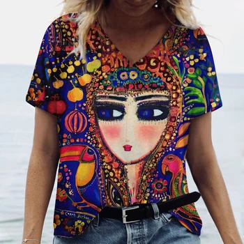 3D Tlač Ženy T-shirt Tvár Umenia Pulóver Vzor Pre Dámy Letné tvaru Bežné Krátky Rukáv Žena Nadrozmerné Módne Oblečenie