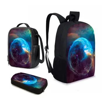 YIKELUO 3D Color Space/Universe/Hviezdna Obloha/Galaxy Tlač Mládež Veľké Kapacity, Notebook Bag 3ks Späť Do Školy Darčeky Pre Deti