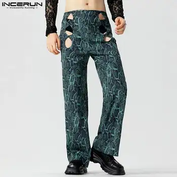INCERUN 2023 Štýlový Hot Predaj pánskej Pantalons Módne Vyprázdnené Dizajn Nohavice pre Voľný čas Streetwear Muž Vytlačené Dlhé Nohavice S-5XL
