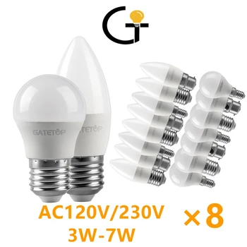 8PCS Factory priamy predaj led žiarovka svetla sviečky G45 C37 E14 E27 B22 3W 5W 6W 7W AC230V AC110V Led žiarovky, Lampy, Pre Domáce Dekorácie