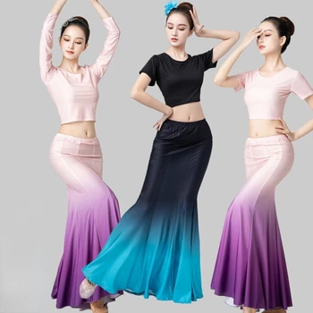 Čínska Menšina Tanec Dai Tanečné Šaty Výkon Tanec Páva Fishtail Sukne Výkon Šaty Dospelých Čínsky Národný Tanec