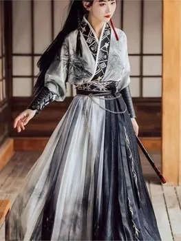 Čínske Tradičné Hanfu Cosplay Kostým, Šaty Žien PIESEŇ Dynastie Black Pohode Gotické Šaty Unisex