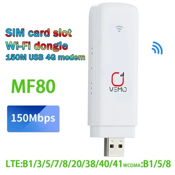 1 Kus MF80 4G LTE Modem Router 150Mbps S Slot Karty SIM 4G Auto Prenosné USB Smerovača Wifi USB Dongle, Podpora 16 Užívateľov