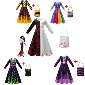 Anime Piatok Kostým Čarodejnice Cosplay Farebné Šaty Dievča Halloween Karneval Party Šaty Gothic Wedn Kostým Dúhová Ša+Candy Bag